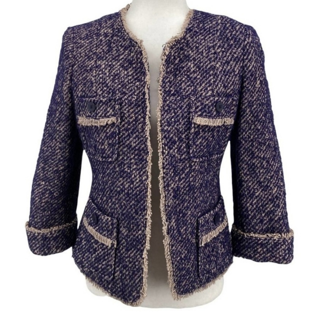 Talbots Purple and Cream Tweed Blazer